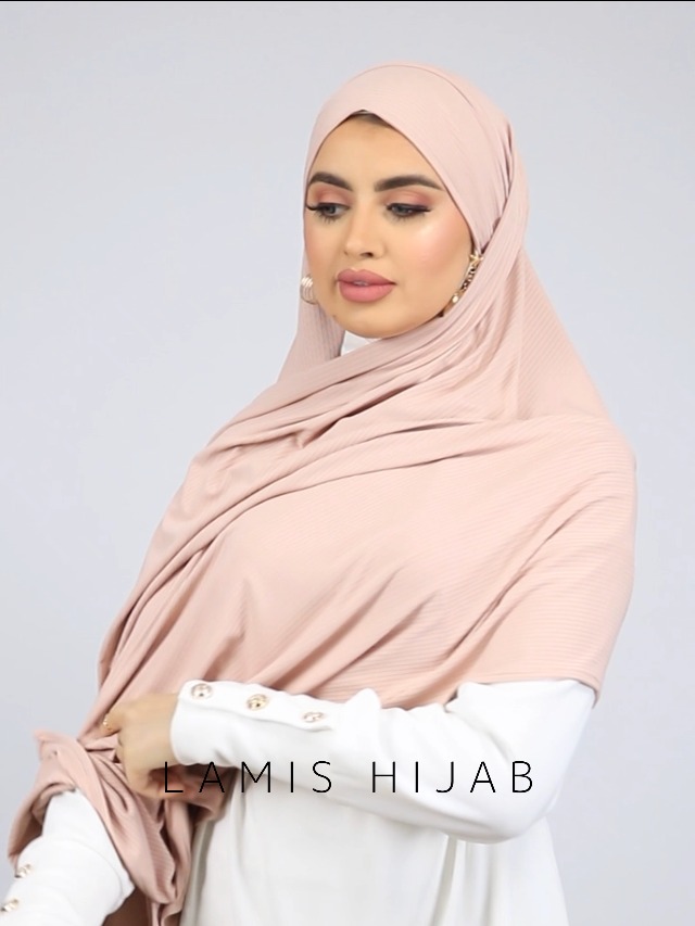 Hijab à Enfiler à Nouer Jersey Premium Côtelé Avec Ouvertures Lunettes - HE510