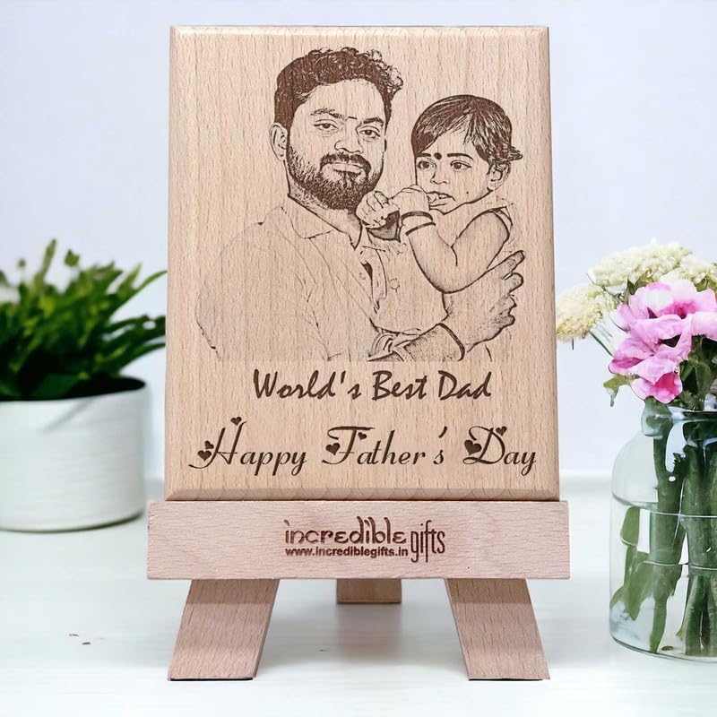 Incredible Gifts India Personalized Engraved Photo Plaque Wood, 5x4-inches, Wooden