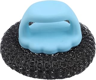 VAZZIC Cleaning Products Stainless Steel Scourers with Handle Steel Wool Scrubber Pad Kitchen Bathroom Cleaning Brush for Dishes Pots Pans (Color : Blue)