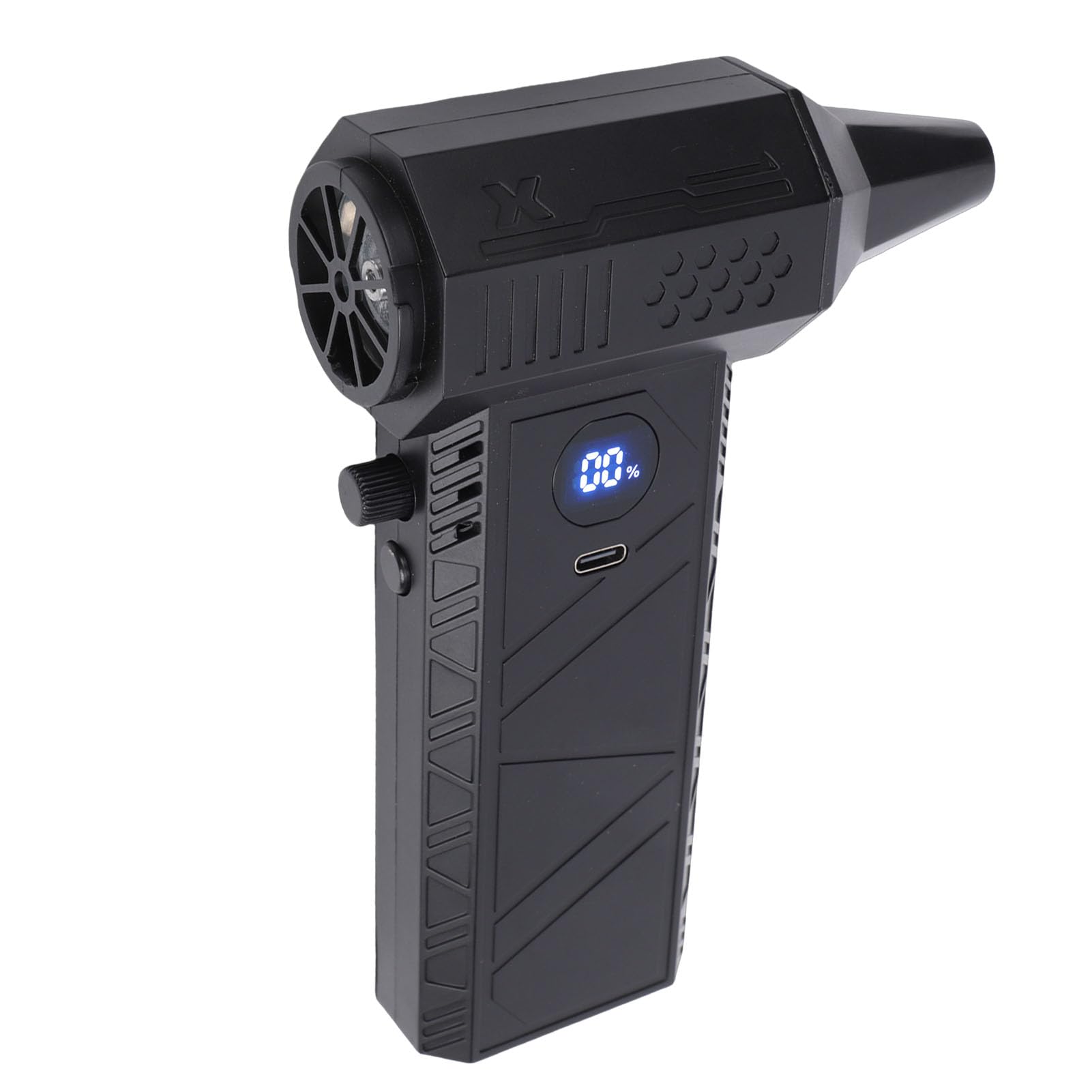 Spolverino Elettrico, Soffiatore per Polvere Senza Fili Ricaricabile con Motore Brushless da 52 M/s, Kit di Pulizia per PC con Display a LED, Getti Regolabili e 2 Ugelli Testine per PC Auto
