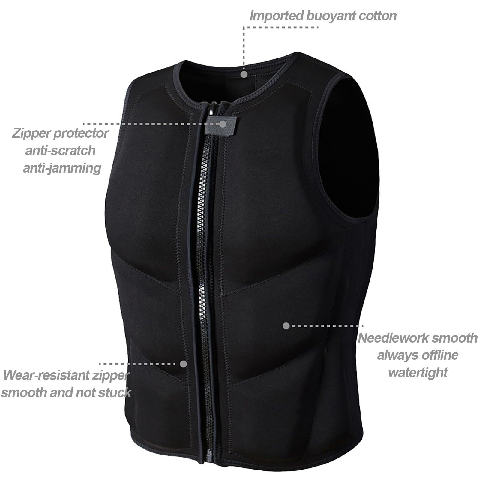 Swimming Vest High Buoyancy Swim Vest Neoprene Swimsuit Kayak Lifevest for Adults Swim Jacket with Adjustable Safety Buckle for Surfing Kayaking Swimming Rafting(L58-70KG)