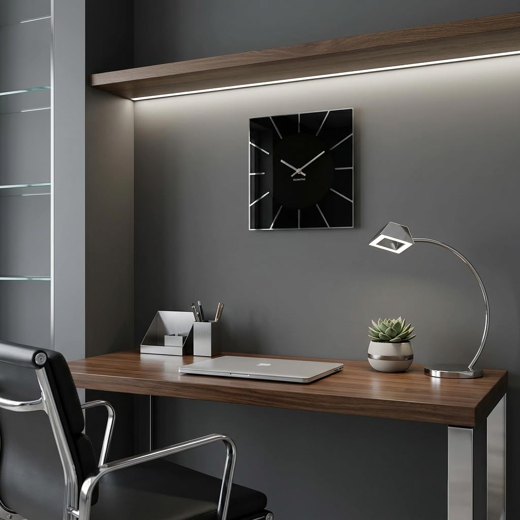 FLEXISTYLE Wanduhr 30cm modern schwarz leise große Wanduhren Design küchenuhr Wand Uhr wanduhr groß wanduhr schwarz wall Clock Badezimmer stilvoll Wohnzimmer