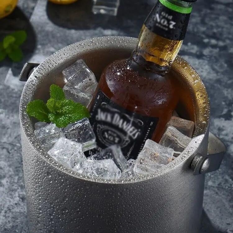 Ice Container Stainless Steel European Champagne Bucket Thickened Ice Bucket, Ice Cube Bucket Iced Hotel Bar Red Wine Bucket Ice Buckets for Bar, Parties, Wine(3L)