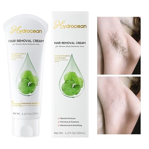 Crema depilatoria para mujeres, gel de depilación corporal sin dolor, crema depilatoria eficaz para cabello no deseado, todo tipo de piel, 4.2 onzas