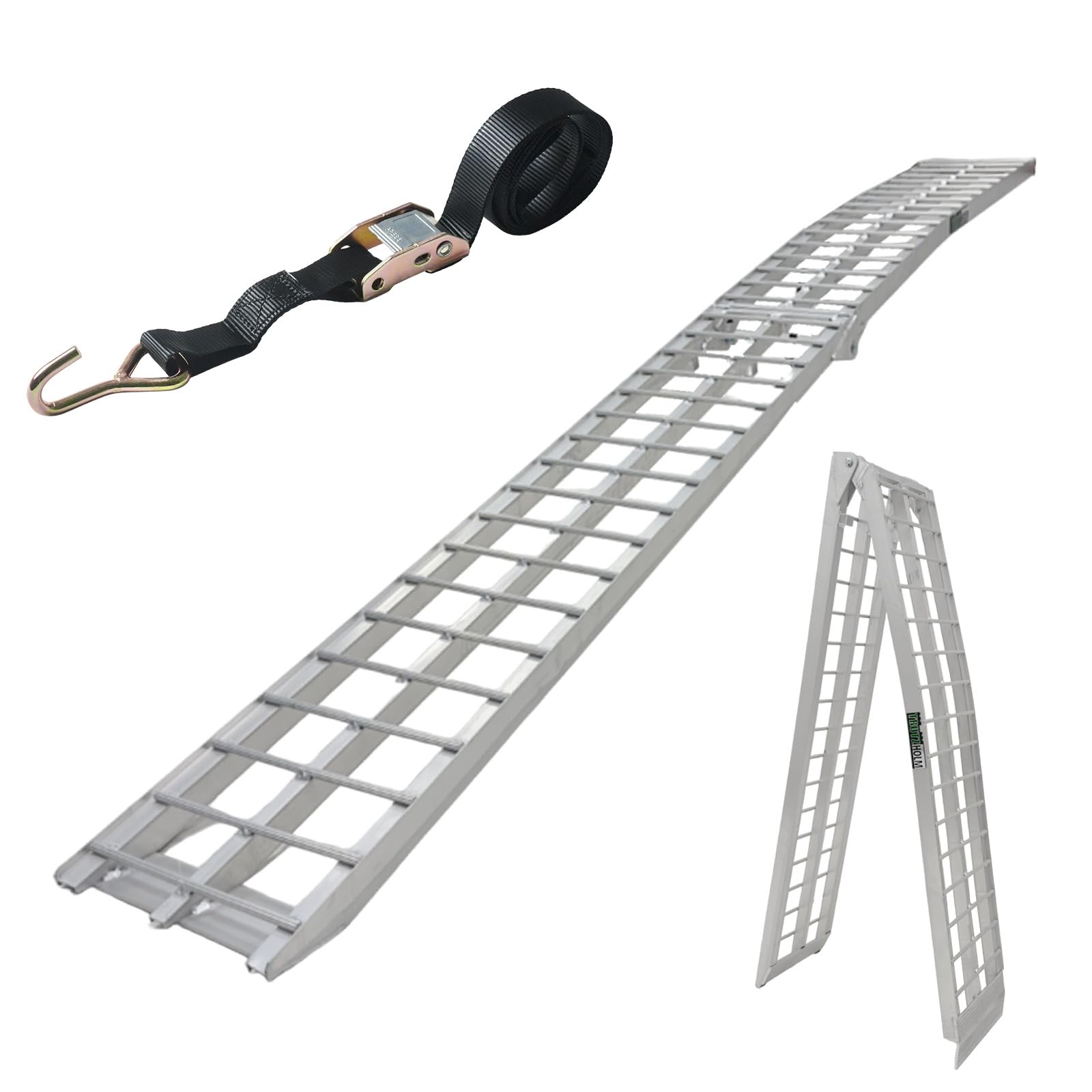 TRUTZHOLM Auffahrrampe klappbar 305 cm Traglast 272 kg Aluminium | Verladerampe für Motorrad Roller leichte Cruiser inkl. Spanngurt