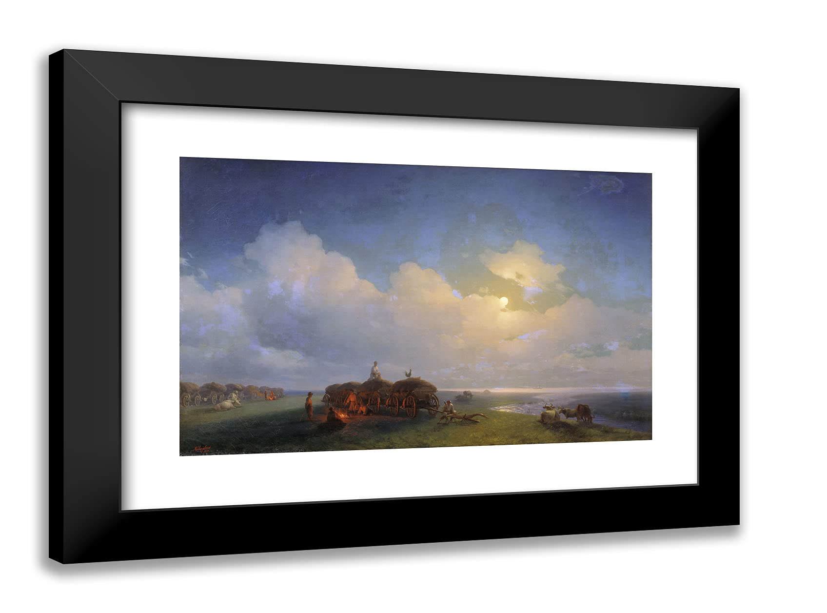 ArtDirect Aivazovsky, Ivan 24x18 Black Modern Framed Art Print Titled: Chumaks Leisure