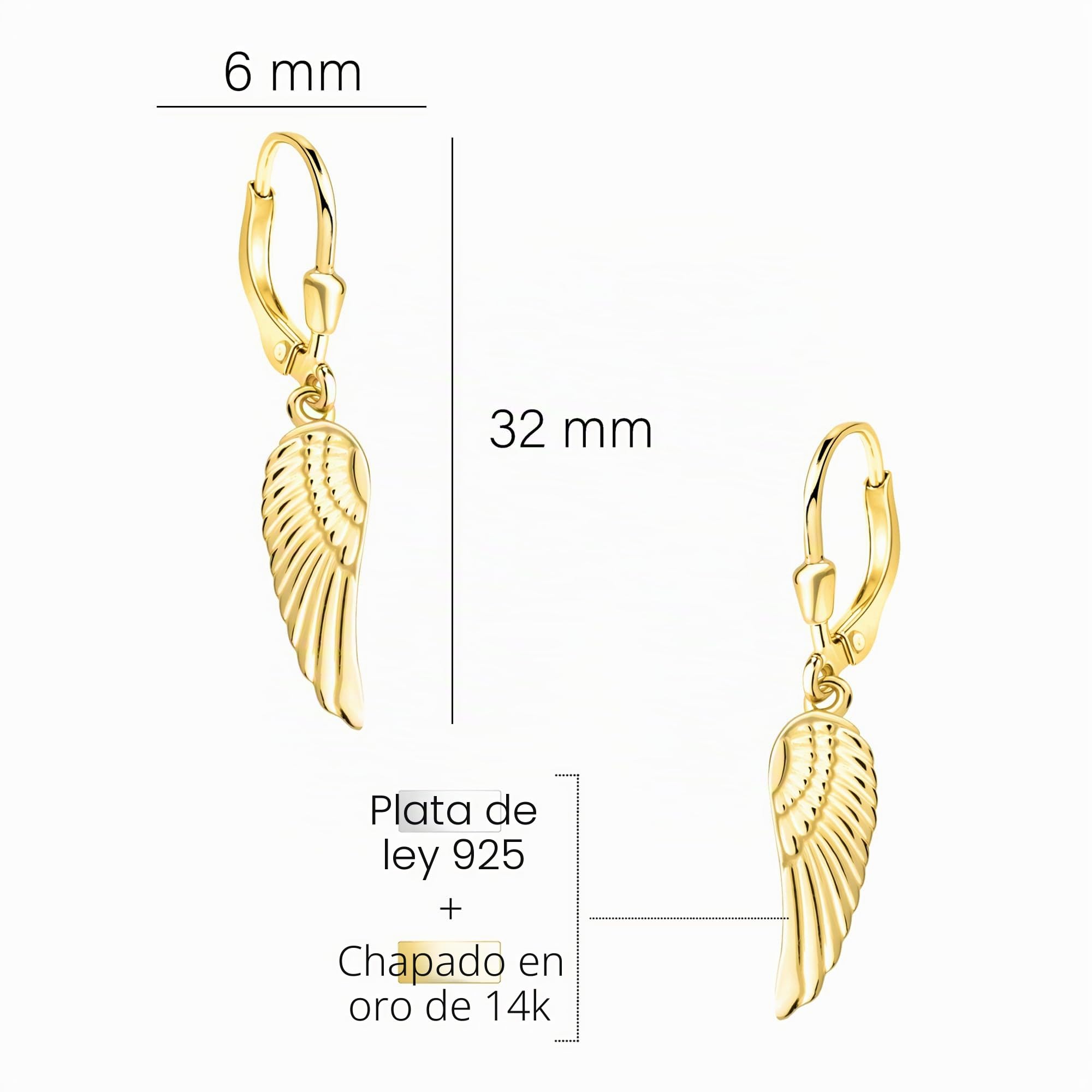 SOFIA MILANI - Pendientes para Mujeres en Plata de Ley 925 - Pendiente Colgante de Ala