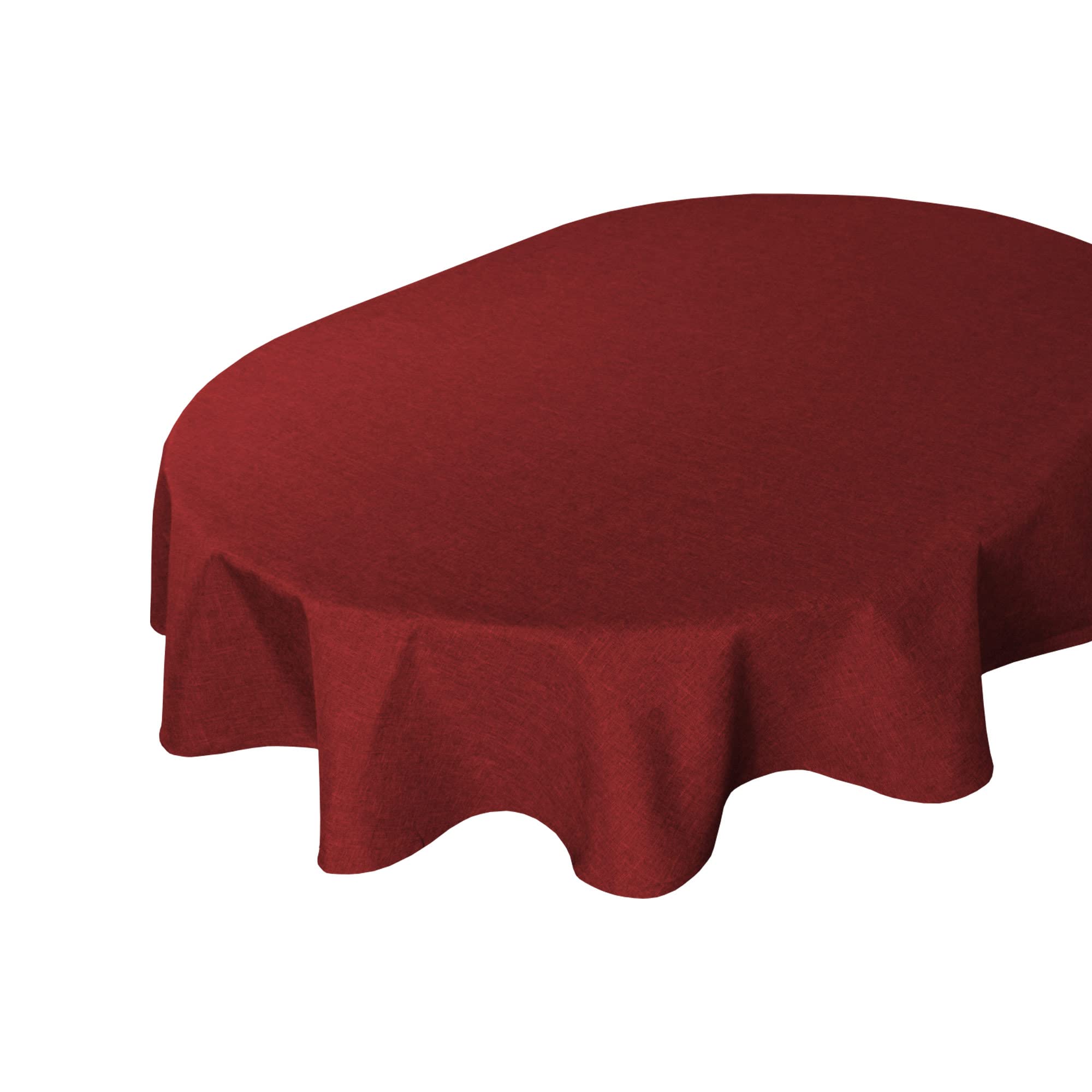Tischdecke oval 160x220 cm Struktur Leinen-Optik beschichtet Wasser und Schmutz abweisend Lotuseffekt #1083 (bordeaux) Küche, Haushalt &