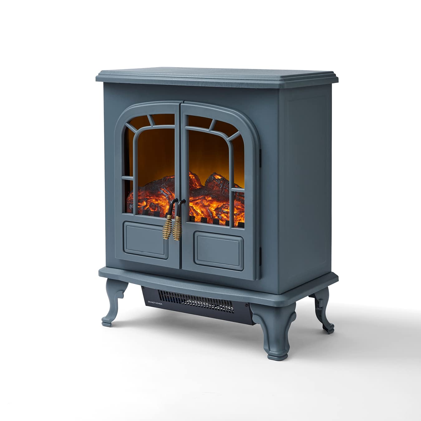 Warmlite Wingham 2-Door Portable Electric Fire Stove Heater with Realistic LED Flame Effect, Adjustable Thermostat, Overheat Protection, 2000W, Grey, WL46019G — image 1