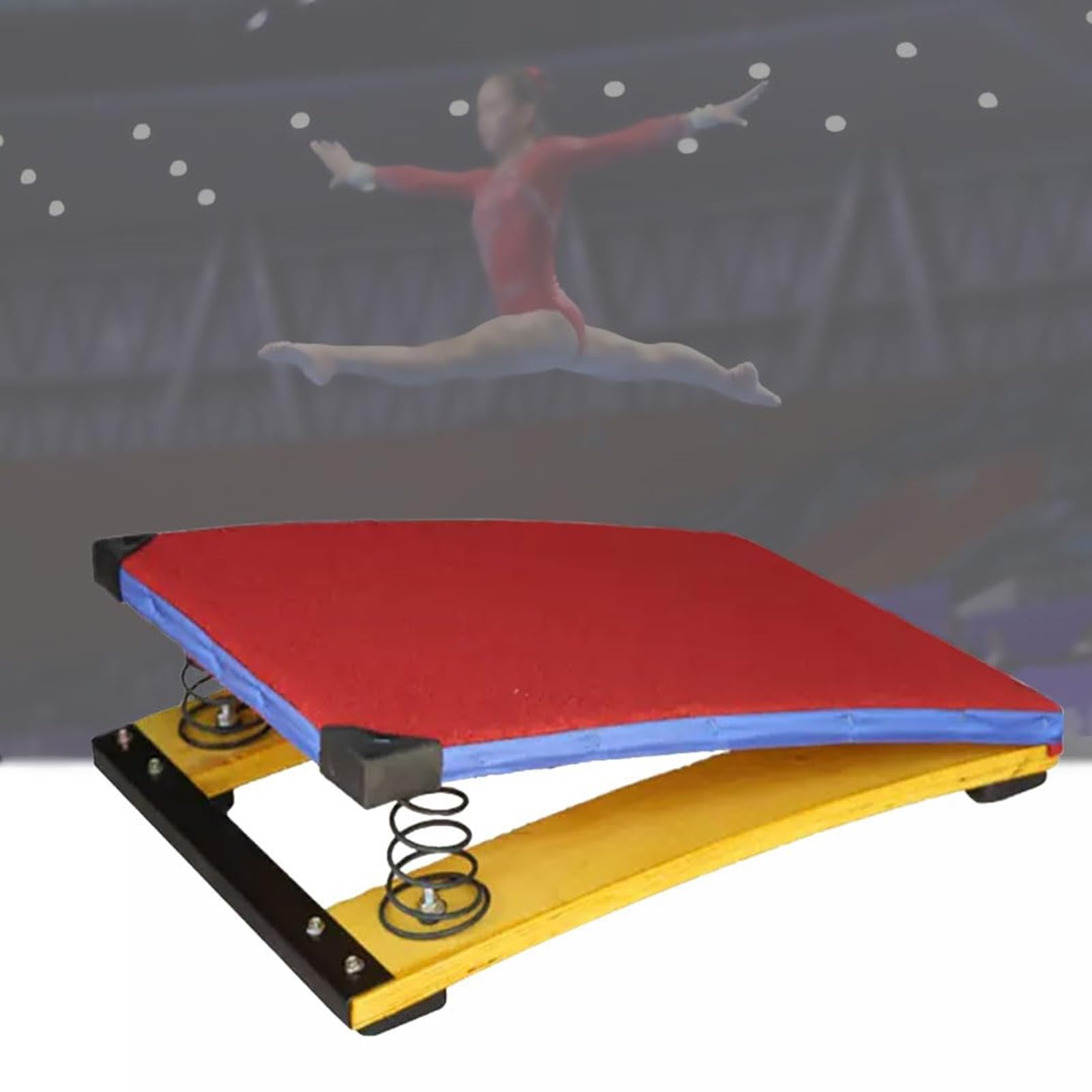 Trampolino da Ginnastica for Bambini in Legno Duro, Trampolino da Ginnastica Curvo Portatile con Feltro Antiscivolo E Poggiapiedi