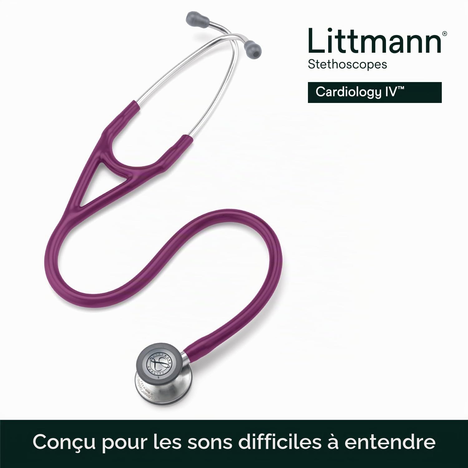 3M Littmann Stéthoscope de diagnostic Cardiology IV, pavillon standard, tubulure prune, 69 cm, 6156