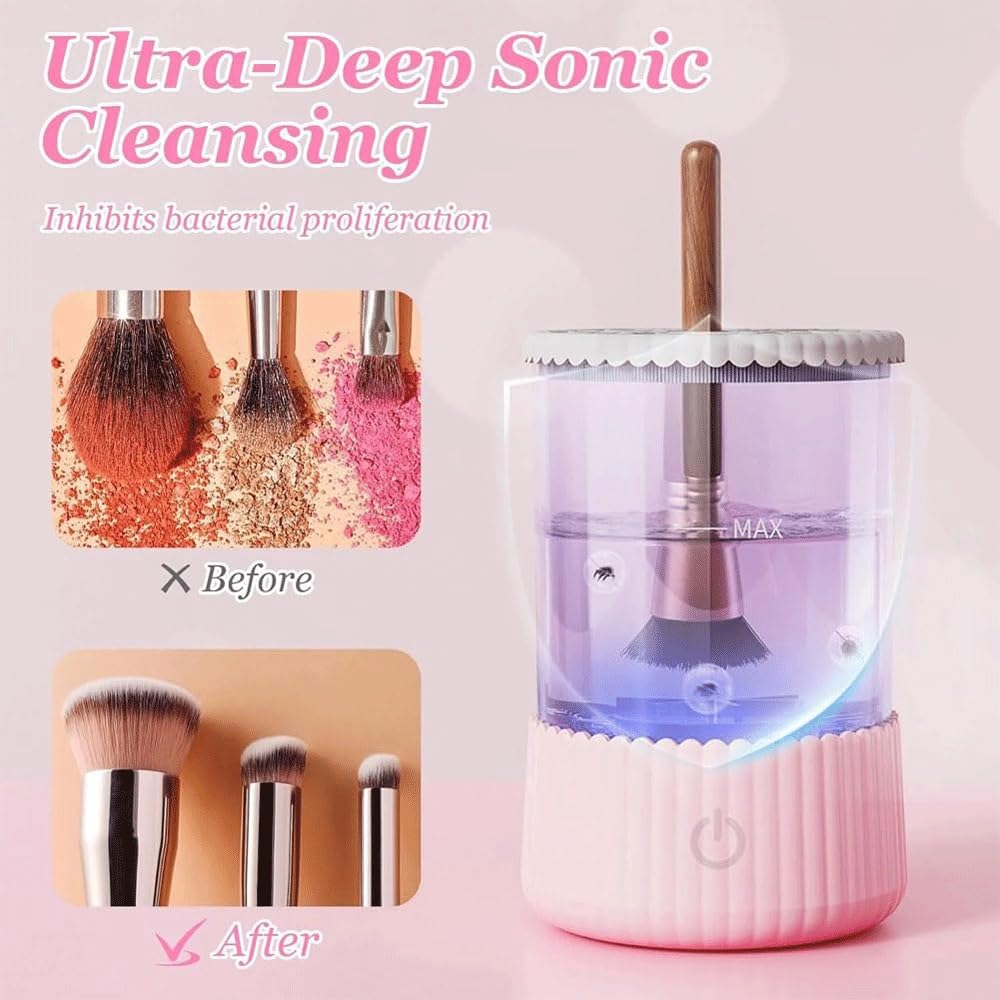 Makeup Brush Cleaner Machine Electric Makeup Brush Cleaner Automatic Cosmetic Brush Cleaner with Brush Clean Mat Spinning