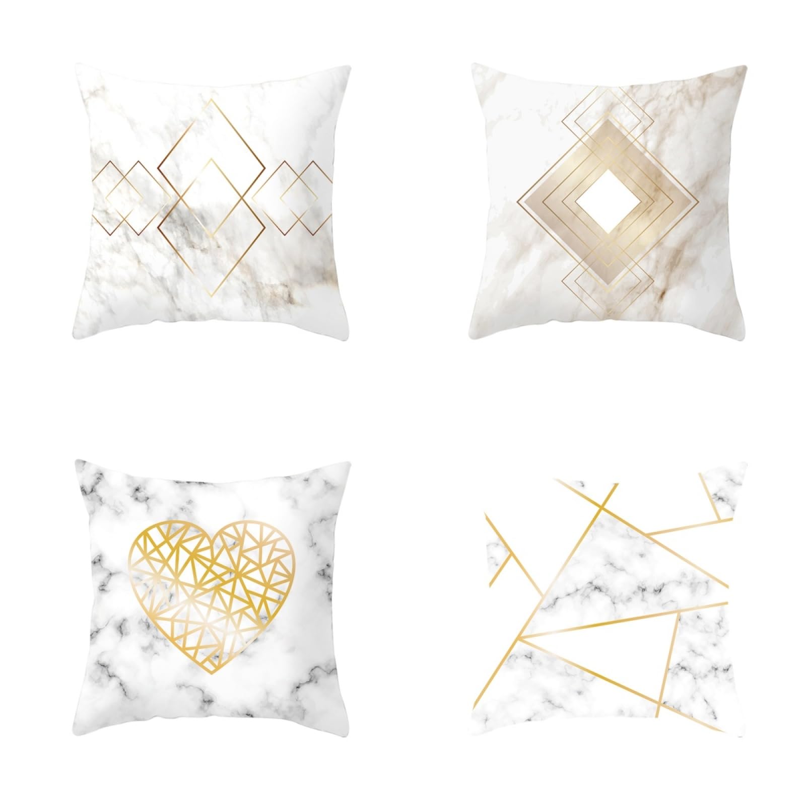 Cushion Covers Golden Geometry Pillow Cases 4 Pack Sofa Cushions 40x40cm
