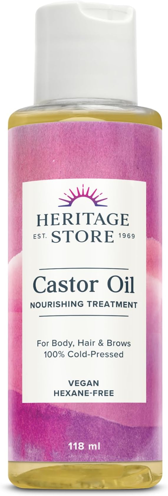 Castor Oil 118ml - Nourishing Hair Growth Oil, Skin Care, Eyelashes & Brows - Cold Pressed, Hexane Free, Vegan & Cruelty Free - Heritage Store