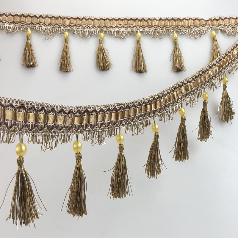 1 szt. 12 jardów eleganckiej frędzli z koralików do zasłon – akcesoria tapicerskie i krawieckie DIY do wystroju wnętrz(Light jade)