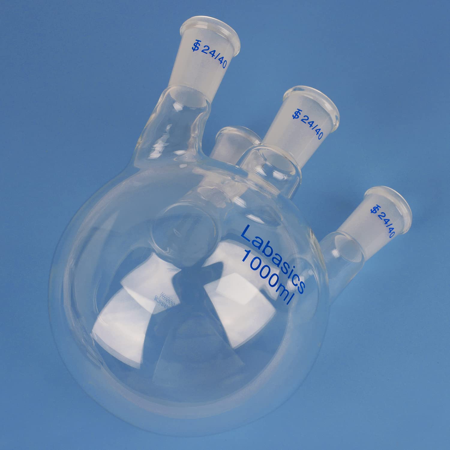 Labasics Pallone a Fondo Tondo con 4 Colli, Vetro Borosilicato a Parete Spessa con Giunto Smerigliato 24/40, per Uso in Laboratorio, 1000 ml
