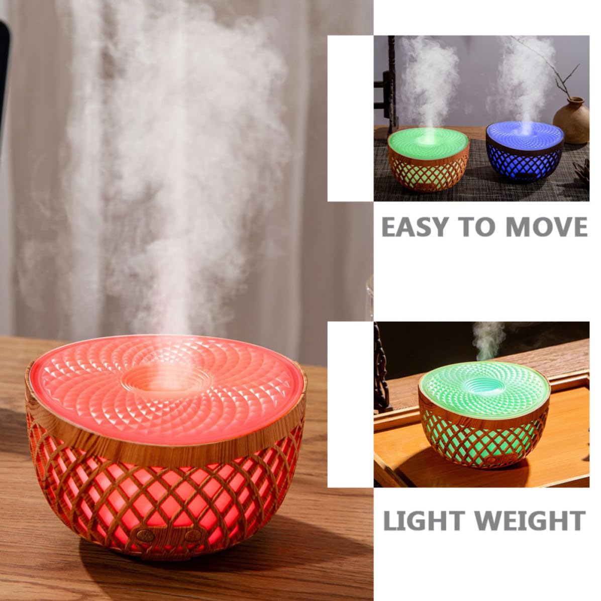 Difusor Aromaterapia Mini con Luces LED Difusor Humidificador Silencioso con Aroma Natural para Oficina Hogar Yoga o SPA con Diseño Elegante