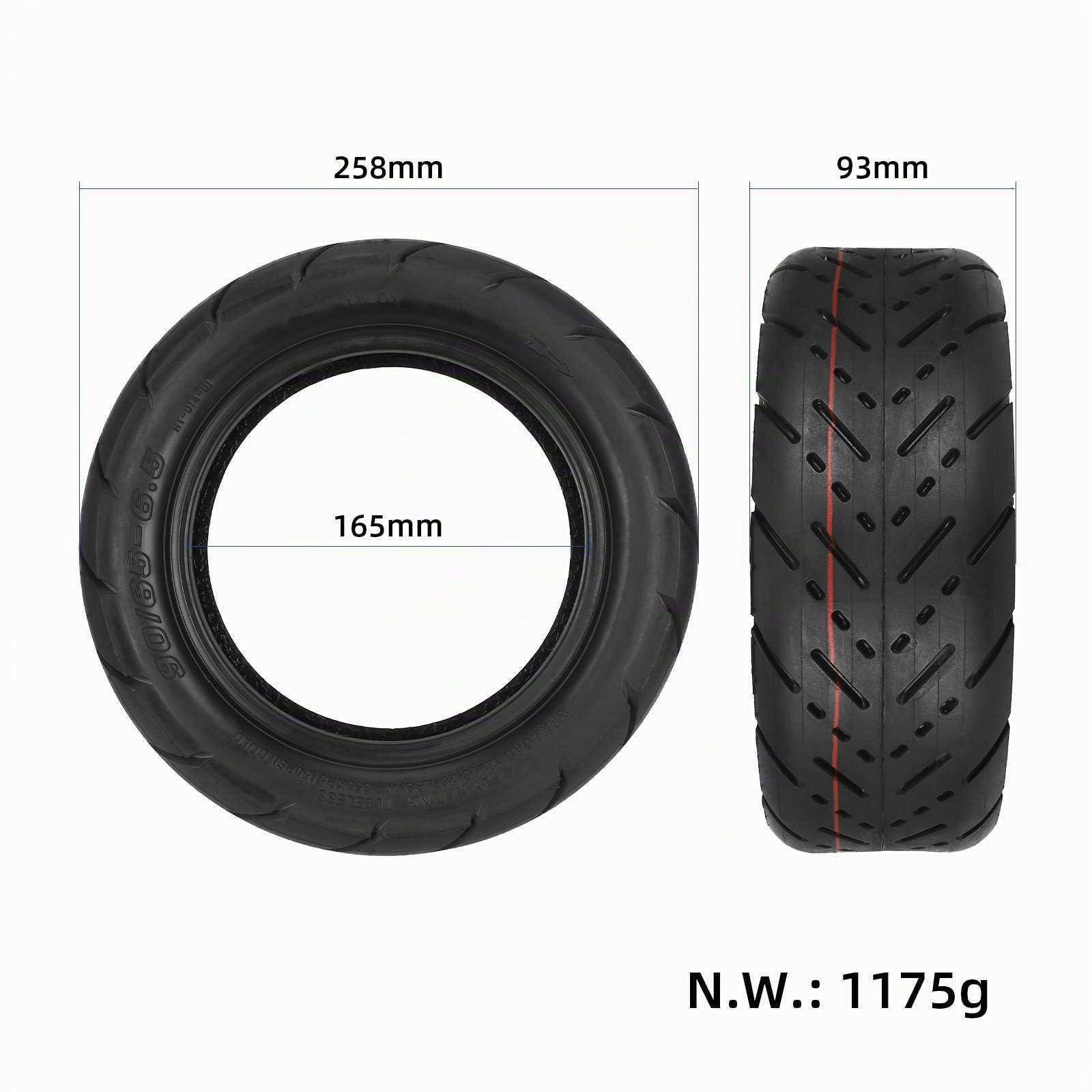 TREFAN Pneu Tubeless Épaissi de 11 Pouces 90/65-6,5, Pneu de Remplacement Antidérapant et Durable pour Urban Glide, IO Hawk Elite X, Dualtron Thunder Trottinette Électrique (Pneus Tubeless pour Vélo