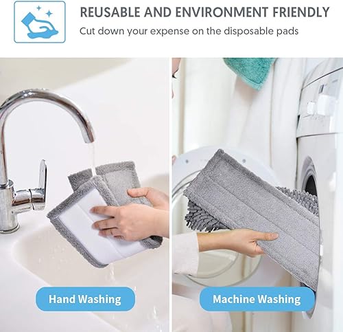 Miniatura 6 de MANGOTIME Trapeador de polvo de microfibra para suelos de madera dura, limpieza de suelos secos para madera, azulejos, vinilo, laminado, mopa plana