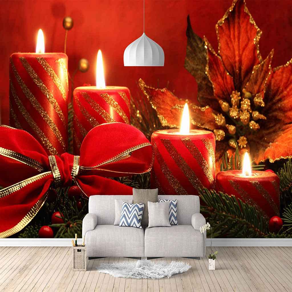 Poster Murale Personnalisé de Noël pour Fond de TV de Salon