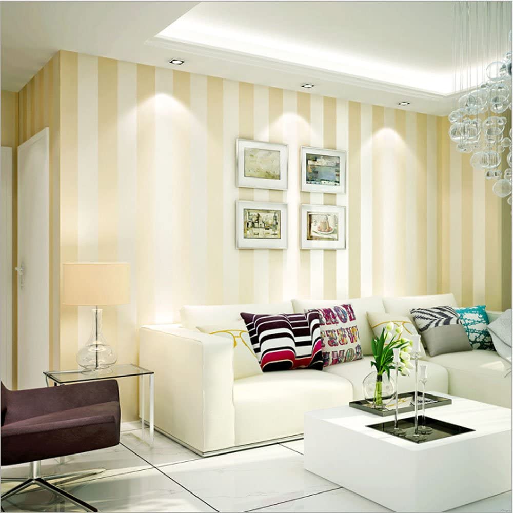 KeTian European Style Modern Minimalist Country Luxury Stripe Non-Woven Wallpaper Roll for Living Room Bedroom Tv Backdrop Wall Beige Color 0.53m (1.73' W) x 10m(32.8'L)=5.3m2 (57 sq.ft) - Image 3