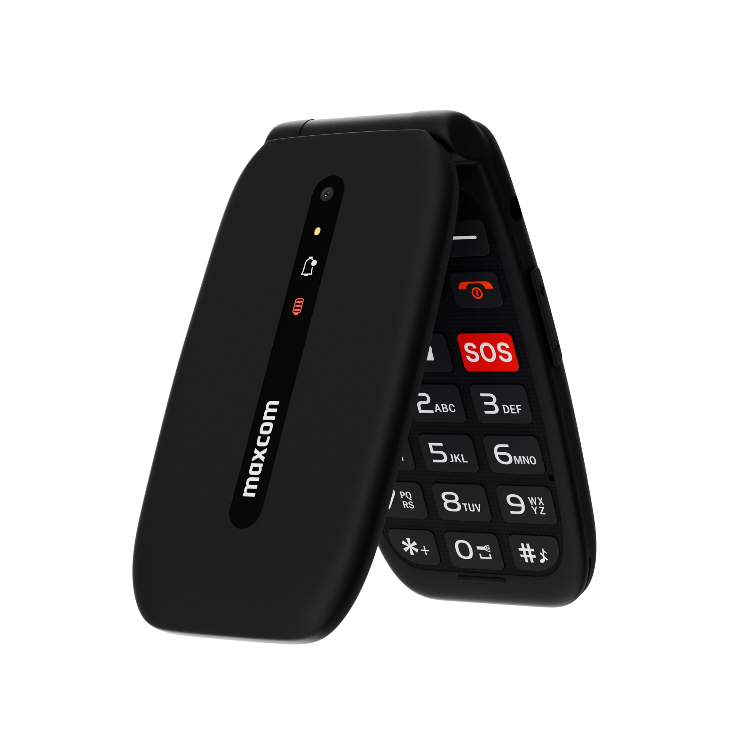 4G Mobile Phone for Seniors with Flip Cover, Large Keys and Icons, SOS Button, 8 Quick Call Contacts, Direct Dial, 2.4" Display, 1200 mAh Battery, Black, MAXCOM MM828