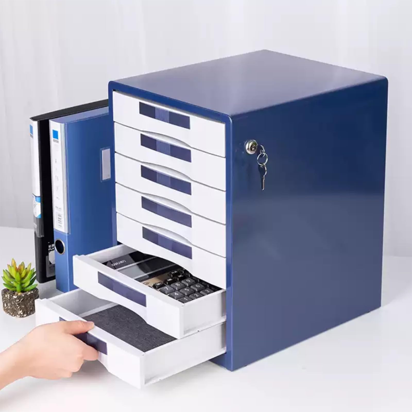 Abschließbarer Aktenschrank aus Metall für den Schreibtisch – 7 Schubladen für A4/Briefe, Dokumente, Ordner & Papiere, Büroaufbewahrungslösung & stilvolles Design