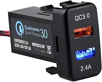 Dual USB Port Charger Socket Quick Charge 3.0 & 2.4A for Toyota