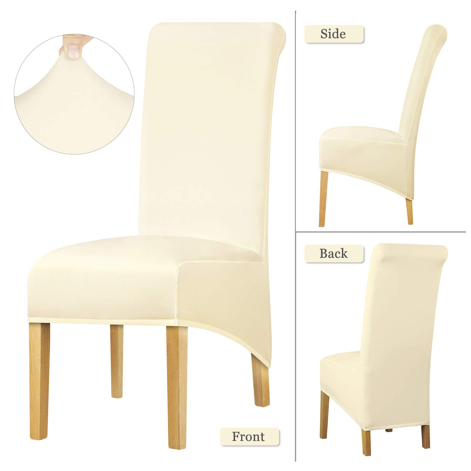 Funda de silla de espalda alta de tamaño XL, elástica, para comedor, boda, fiesta, banquete, decoración del hogar, crema, 6 piezas