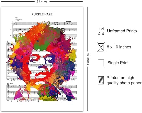 Miniatura 2 de Jimi Hendrix - Póster de 8 x 10 pulgadas, arte de pared, decoración del hogar, grafiti pop art para apartamento, estudio de música, estilo urbano,