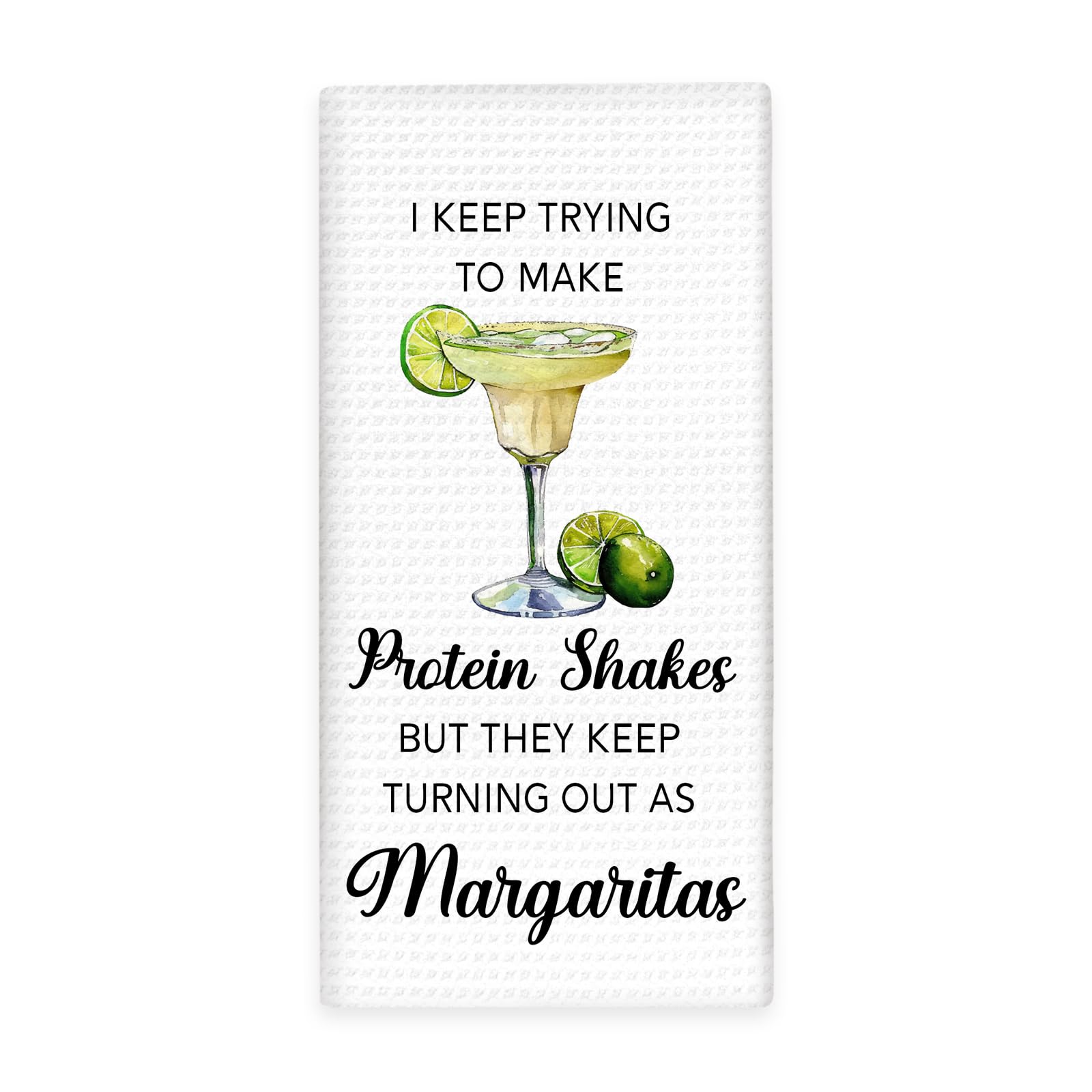 Lengues Margarita Bar Kitchen Towels, Protein Shakes Hand Towels, Gifts for Margarita Lovers Dish Towel for Kitchen, I Keep Trying to Make Protein