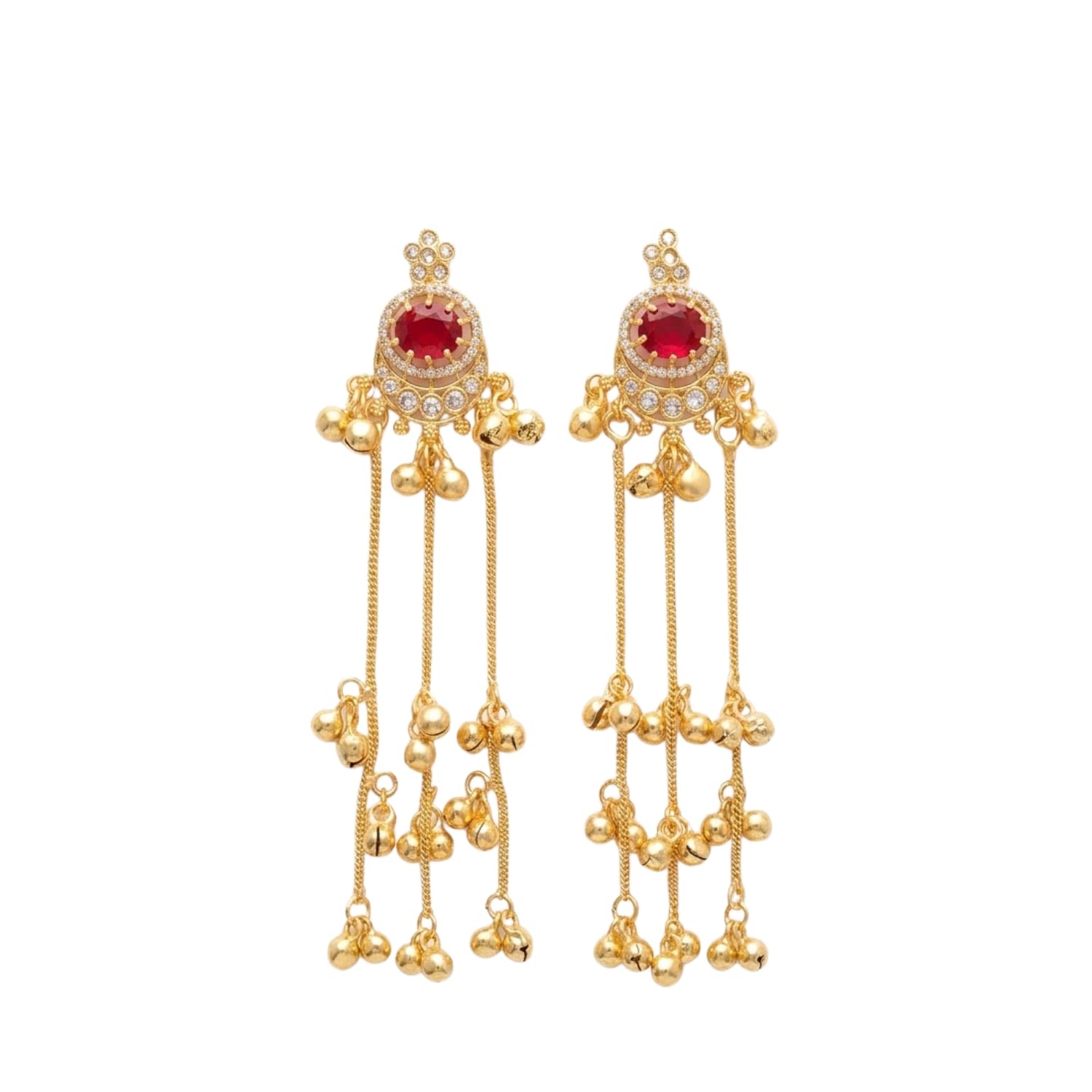 Women’s Gold Tone Finish Gemstone Long Dangle Brass Earrings for Wedding Festival & Ethnic Wear-picture-34