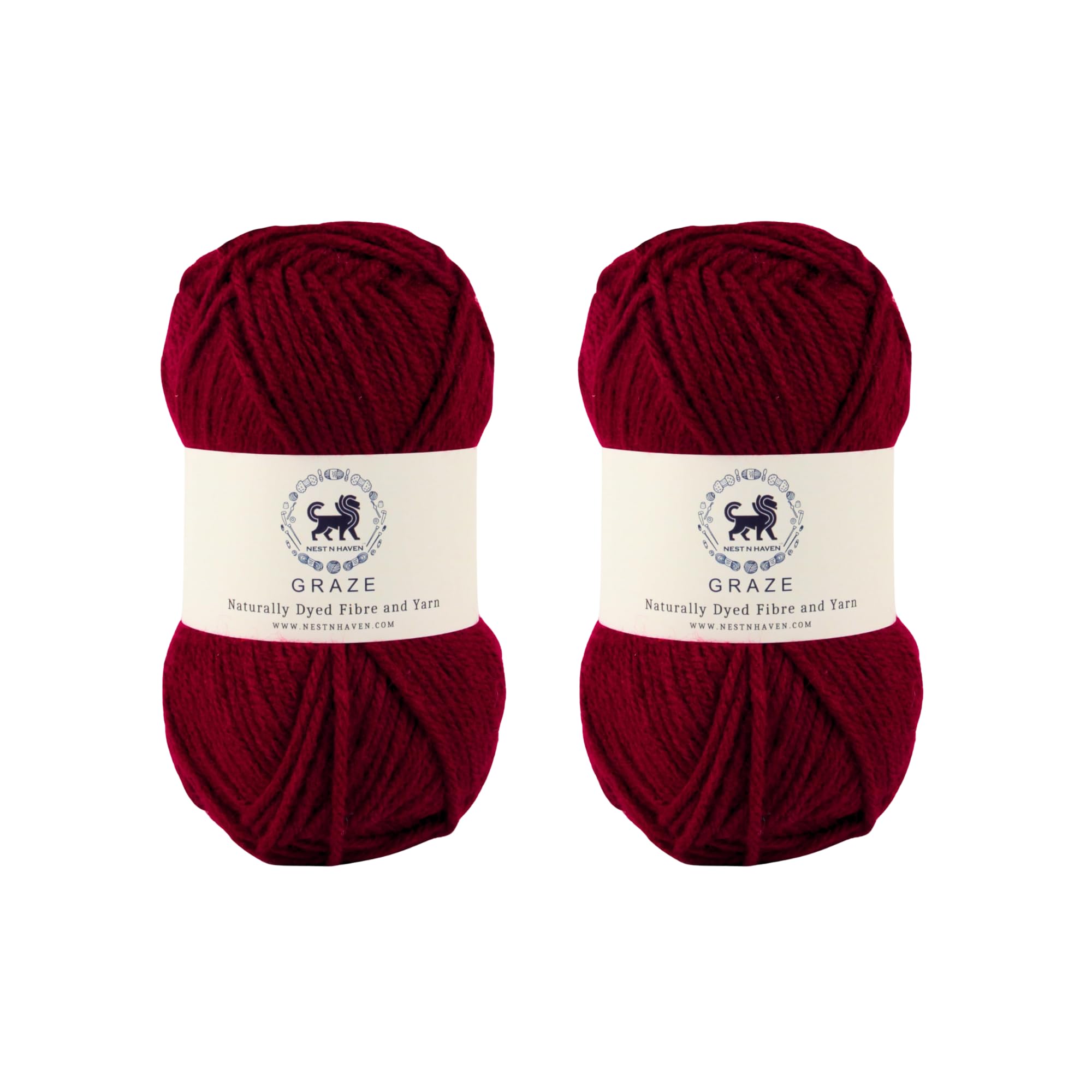 Nestnhaven Acrowools Graze Hand Knitting and Crochet Yarn. Pack of 1 Ball - 100gms. Shade no - NNHG0015 (Wine) | (200 Gm)
