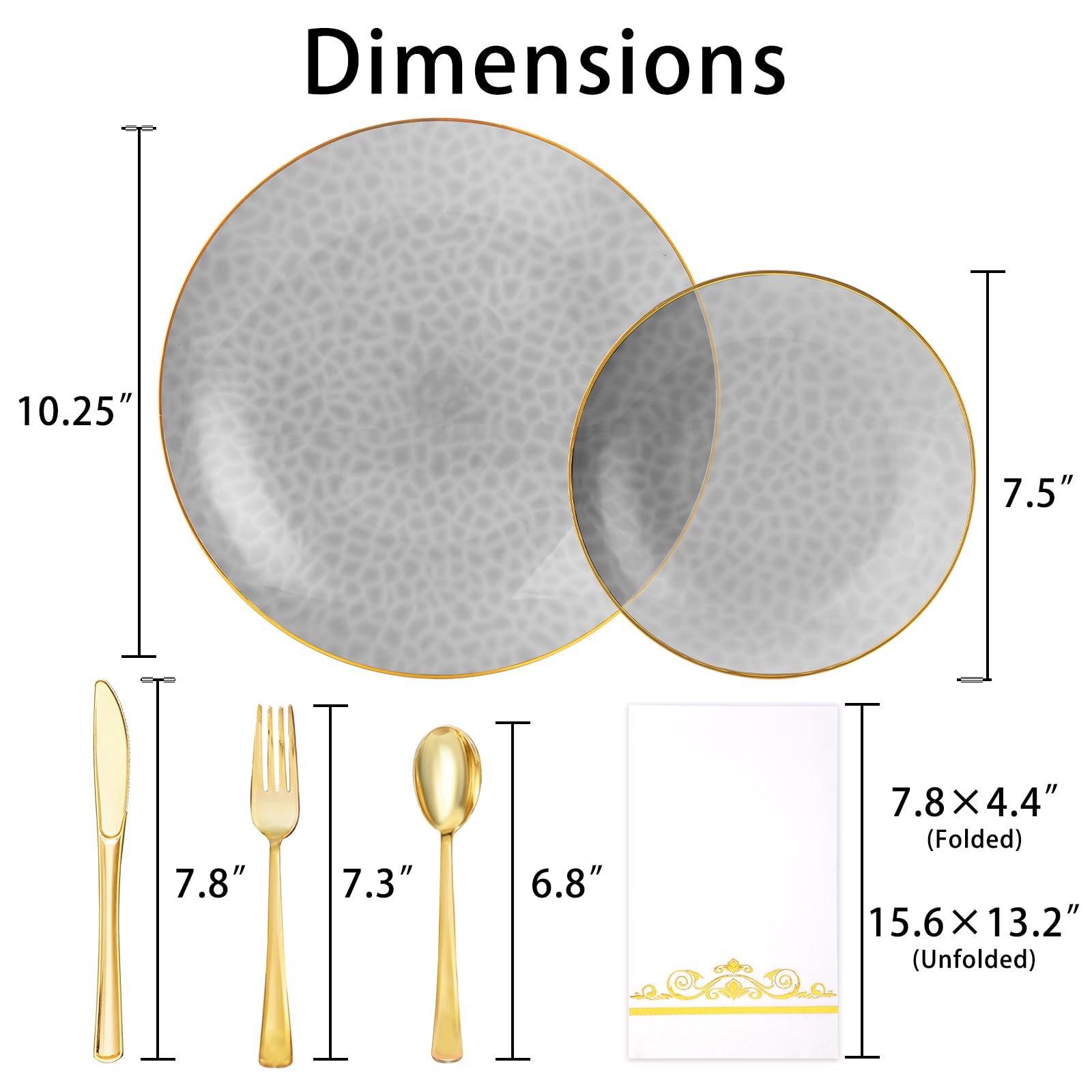 Black & Gold Disposable Plates - 150 Pcs for 25 Guests -5 Black & Gold Disposable Plates - 150 Pcs for 25 Guests -5
