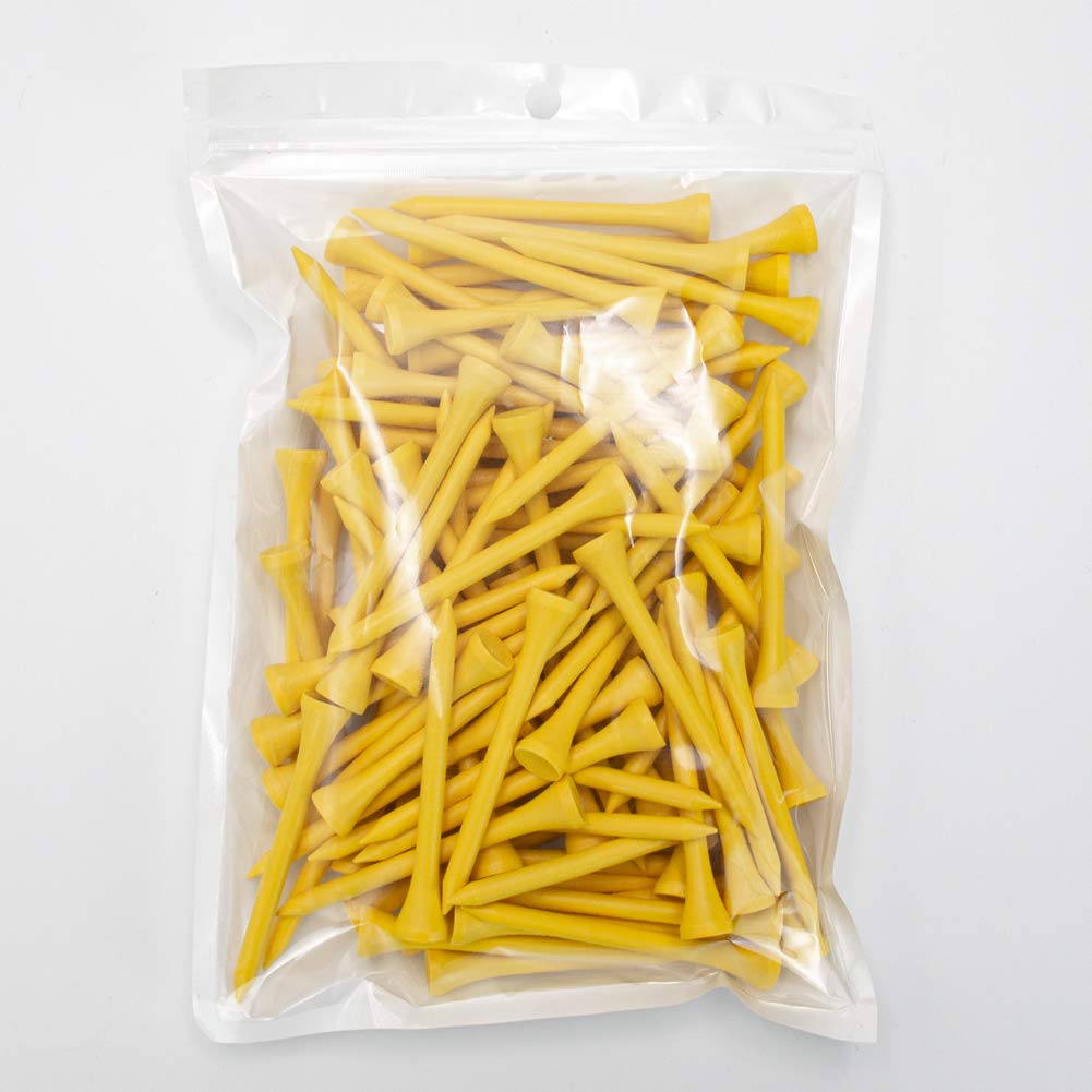 Tees de Golf Thiodoon de 2 1/8 Pulgadas, Menos fricción, de Madera, para Entrenamiento de Golfista, Profesionales, de Madera Natural, 100 Unidades, Amarillo