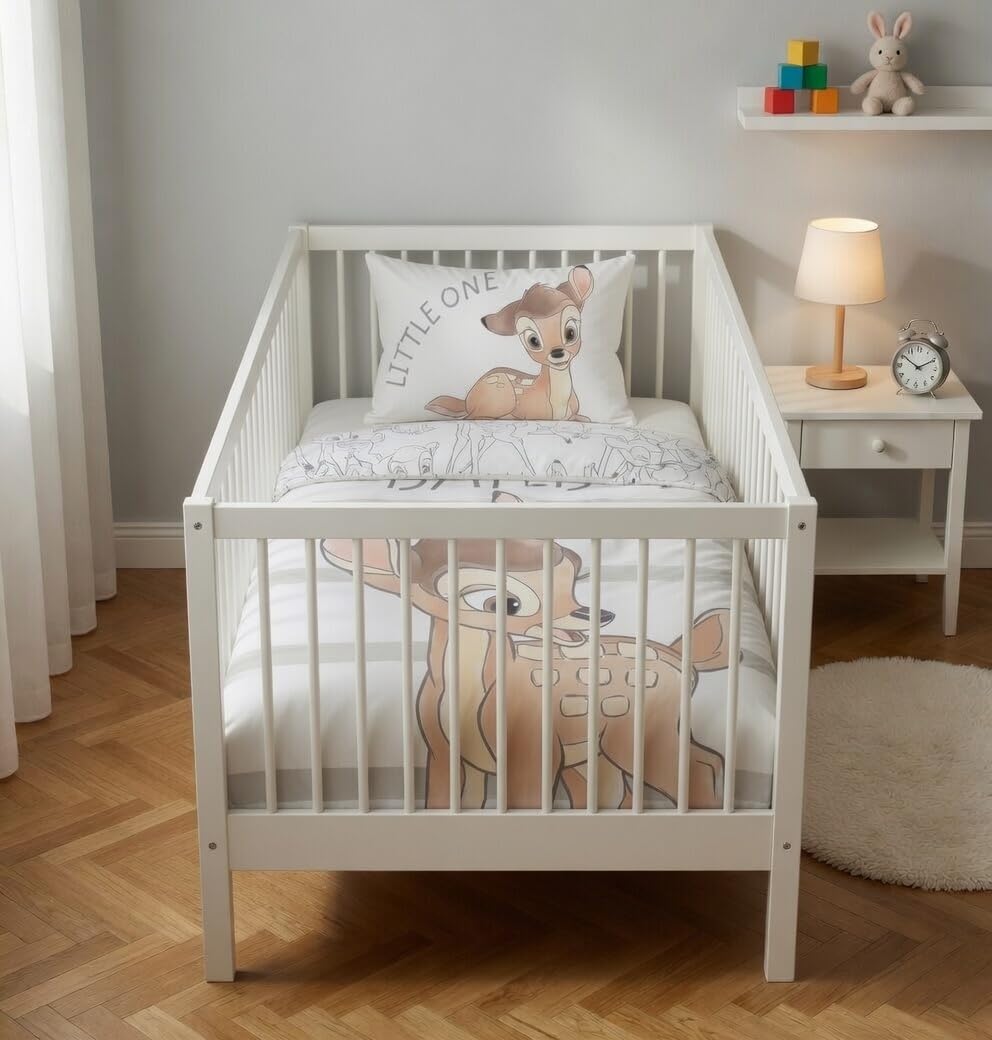 Disney Bambi Parure de lit pour bébé 100 x 135 cm + 40 x 60 cm en Coton