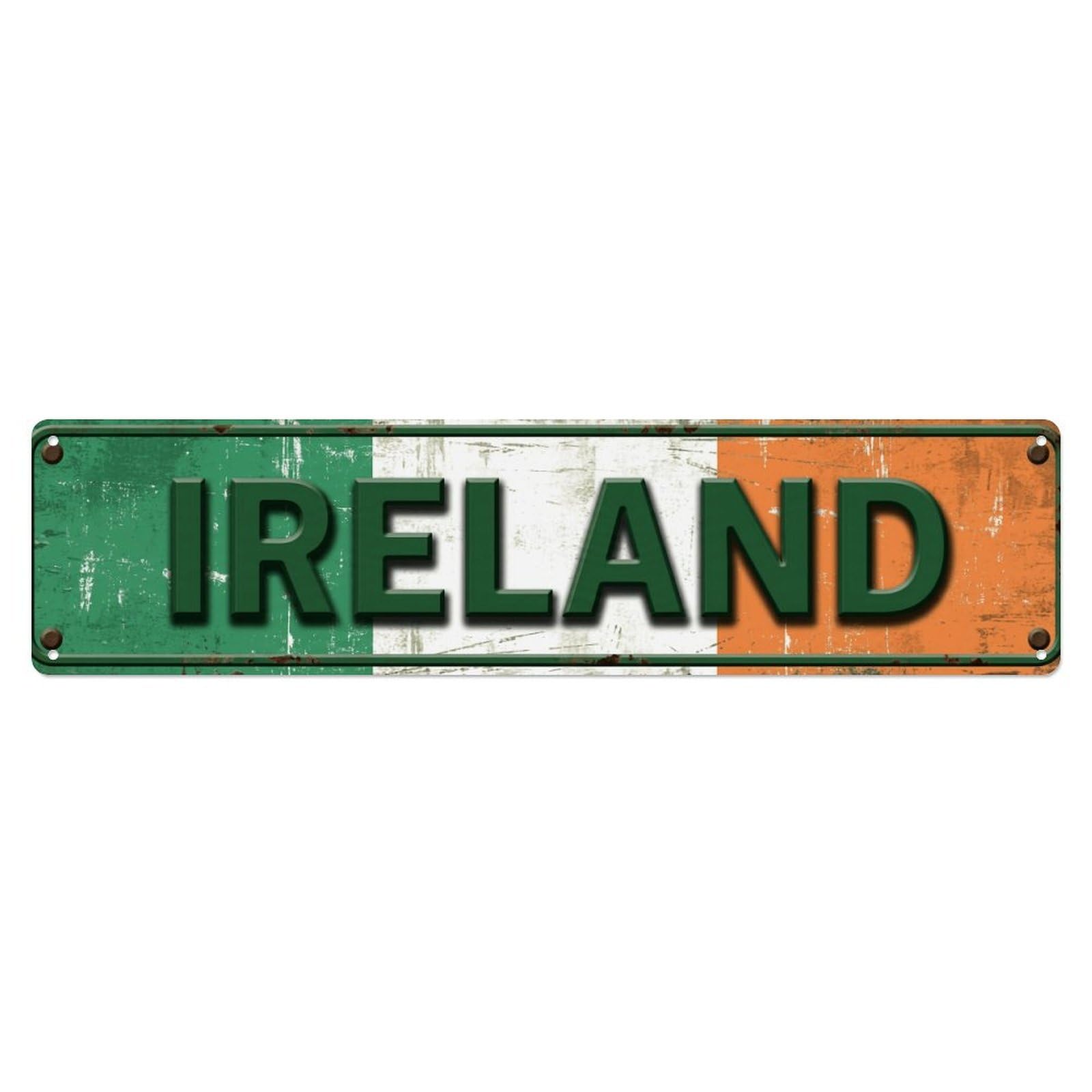 Ldfuieksufg Style Rectangular Ireland Flag Rustic Wall Sign Irish Home Decor Vintage Aluminium Metal Sign, Retro Wall Decor For Home, Bar, Garage & Farmhouse 10 * 40Cm