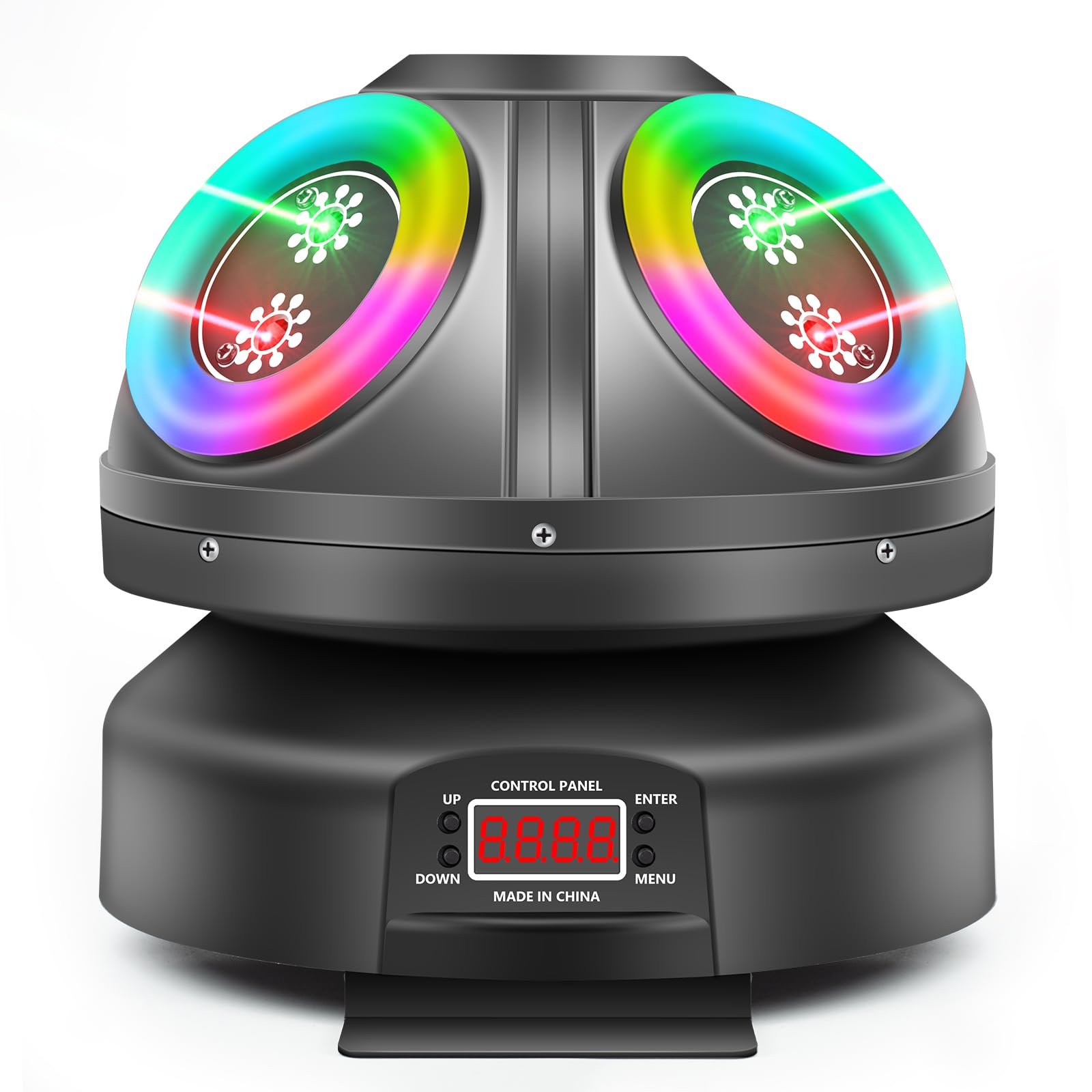 Luz de discoteca para fiestas, cabeza móvil, luz LED RGB, proyector para DJ, con control musical, luces de discoteca, reflector DMX, para reunión familiar, boda, cumpleaños, Halloween (T100)