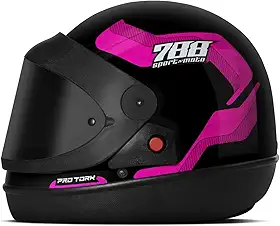 CAPACETE FECHADO PRO TORK SPORT MOTO 788 ROSA TAM. 60 VIS. FUMÊ
