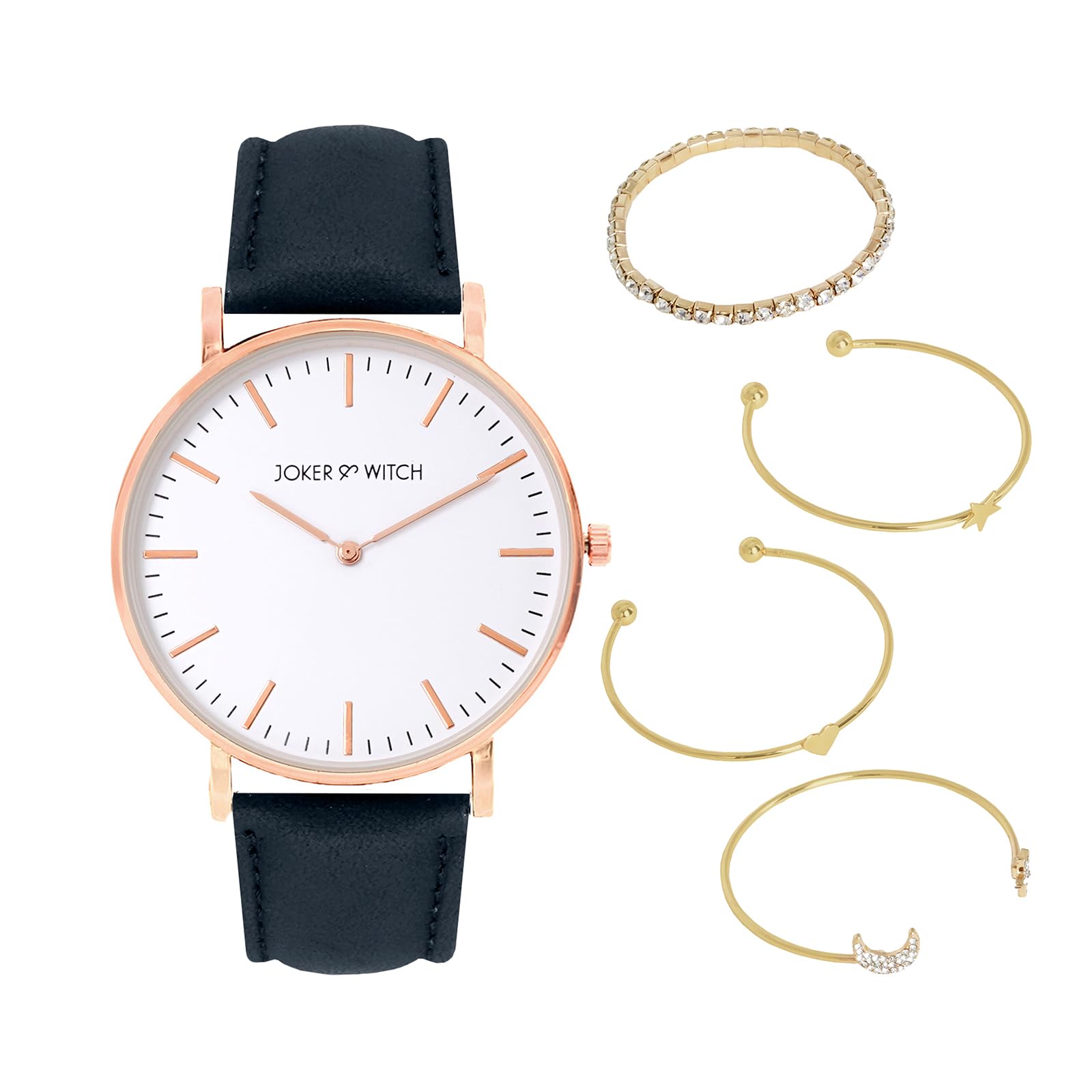 Joker & Witch Leather Women Grace Analog Watch Bracelet Stack, White Dial, Blue Band (B0C7L95VWR) Amazon Price History, Amazon Price Tracker