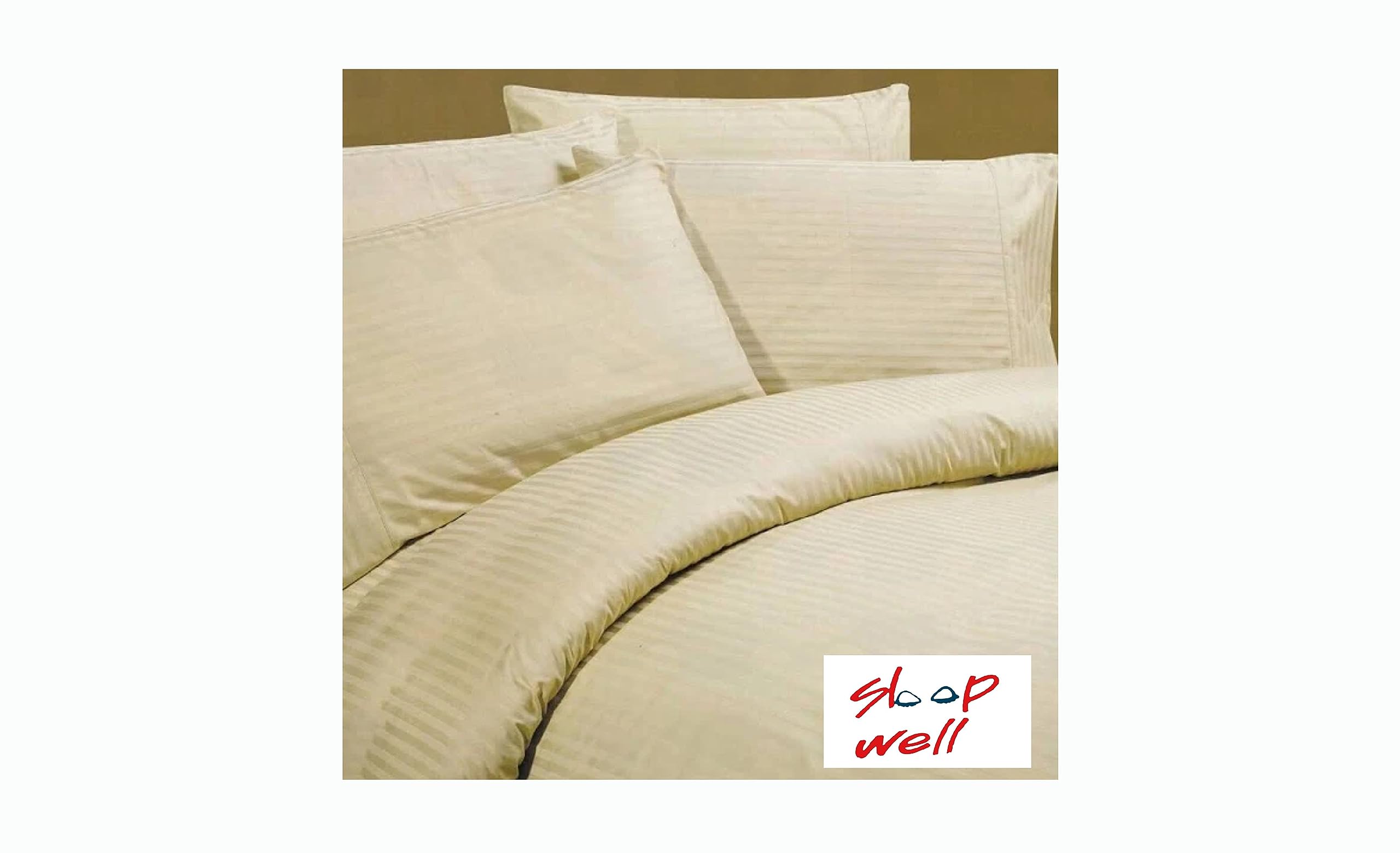 Sleep Well 3Pcs Stripe Fitted Sheet Set - 200x200+17cm (Cream)