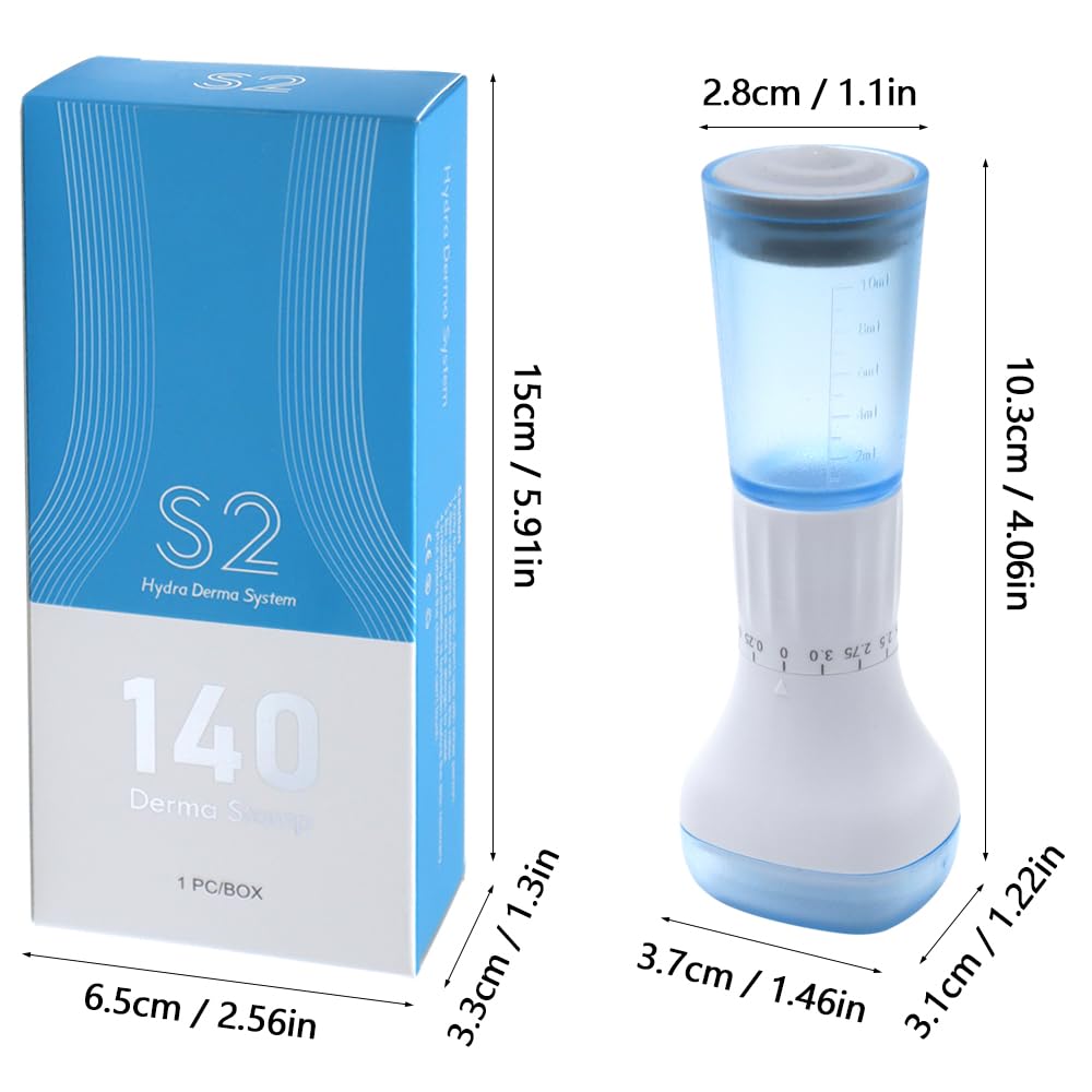 Derma Stamp S2 0-3 mm regulowany microneedling 140 igieł ze zbiornikiem serum Hydra Derma system do skóry, włosów, zmarszczek (bez SERUM)