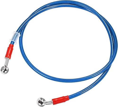 Miniatura 9 de X AUTOHAUX 90.6 in 90.55" Longitud 0.394 in ID motocicleta hidráulico freno línea aceite manguera tubo 28 0 acero inoxidable trenzado cable para ATV