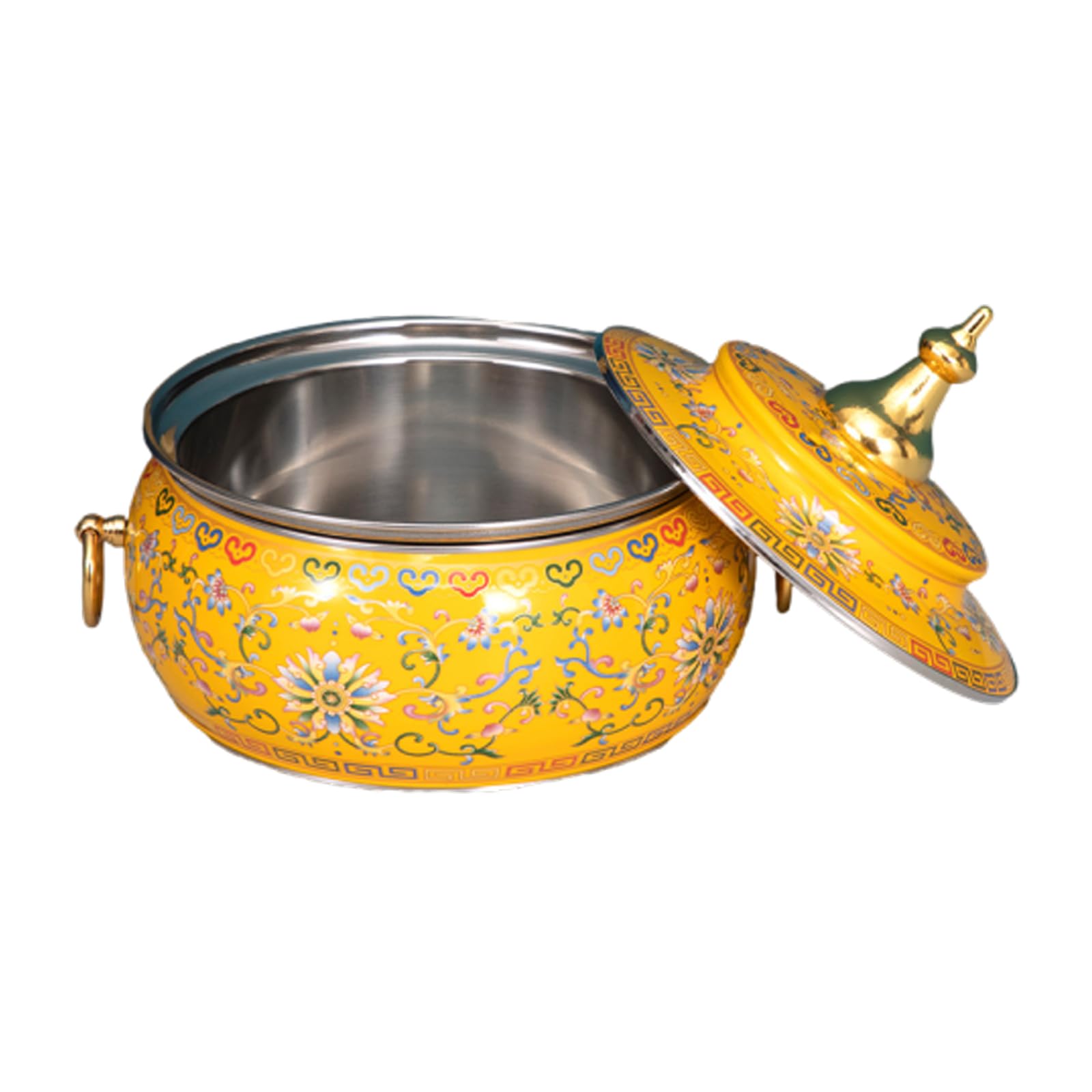 asdchZen Hot Pot Beijing Chinese Copper Chafing Dishes Single Person Small Copper Potshabu Shabu Pot Cloisonne Hot Pot For Electric Induction,E,B