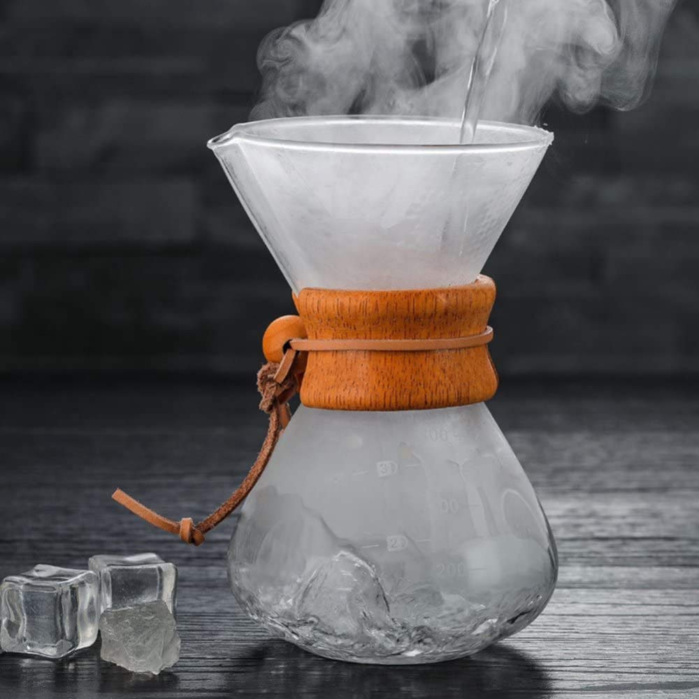 Pour Over Coffee Maker - Cafetera Clásica De Goteo Manual para Filtro De Papel - Taza De Café De Vidrio De Borosilicato De 400 Ml