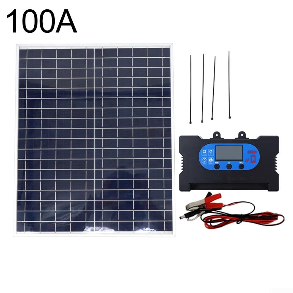 Panneau solaire polycristallin de 25 W avec contrôleur pour une utilisation en extérieur, panneau solaire polycristallin de 25 W avec régulateur de charge compatible avec les camping-cars de camping