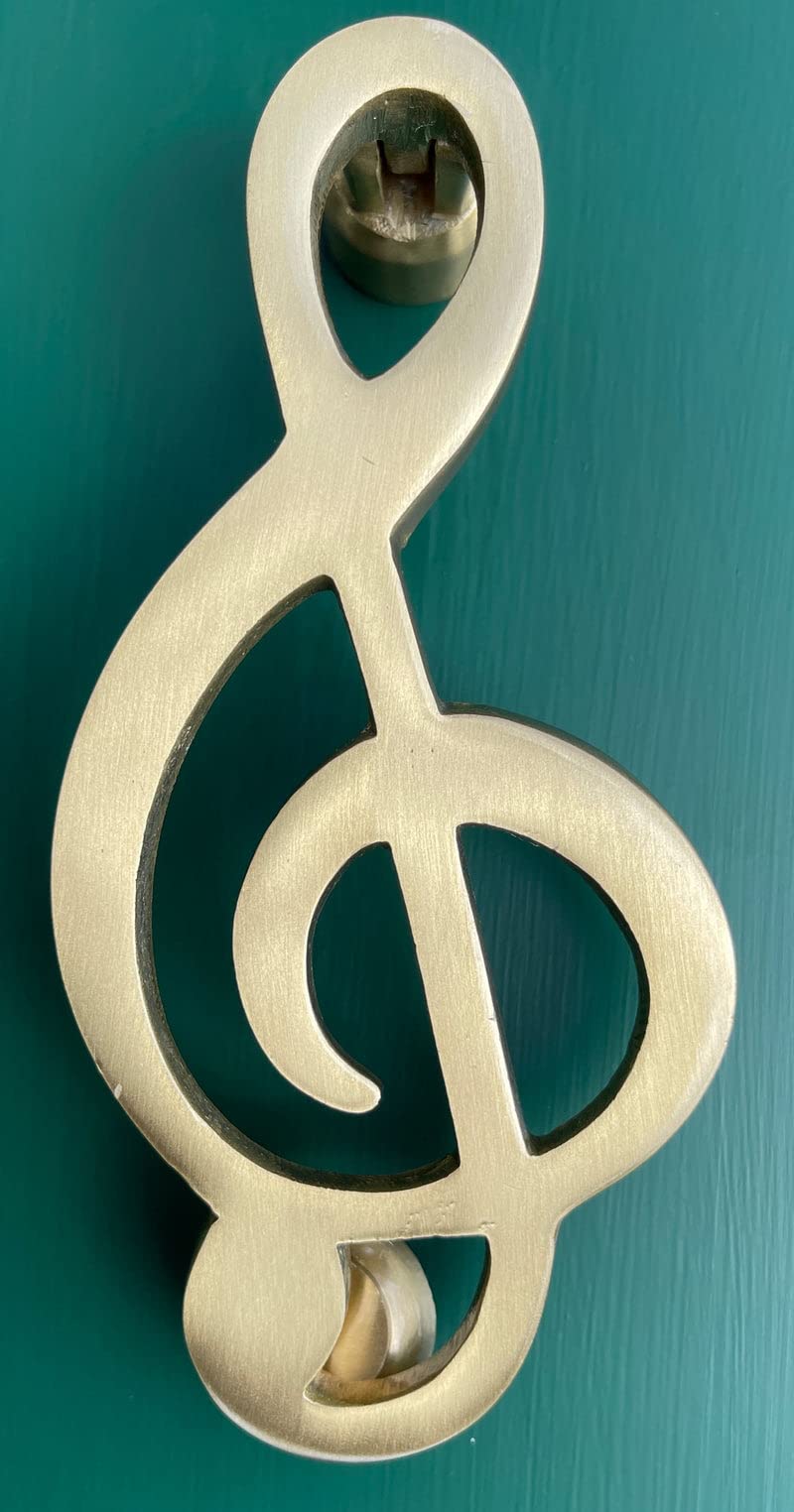 Music Treble Clef Door Knockers Brushed Brass