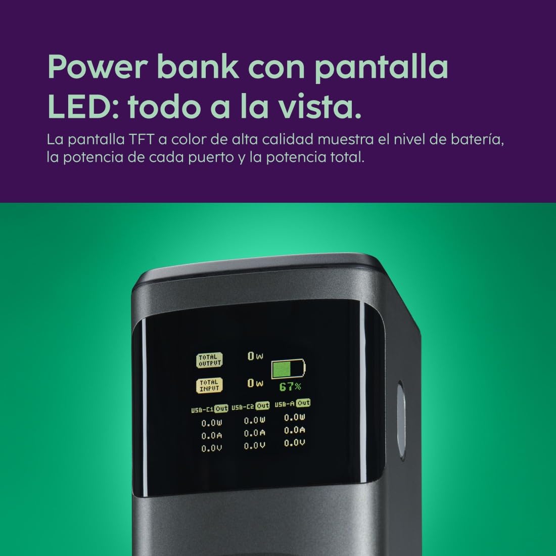 Hama | Power Bank High Power 24.000 mAh 200 W USB-C PD Pantalla TFT | Potencia de hasta 200 W con Power Delivery 3.0, 2 USB-C y USB-A, pantalla TFT para controlar la carga, Gris