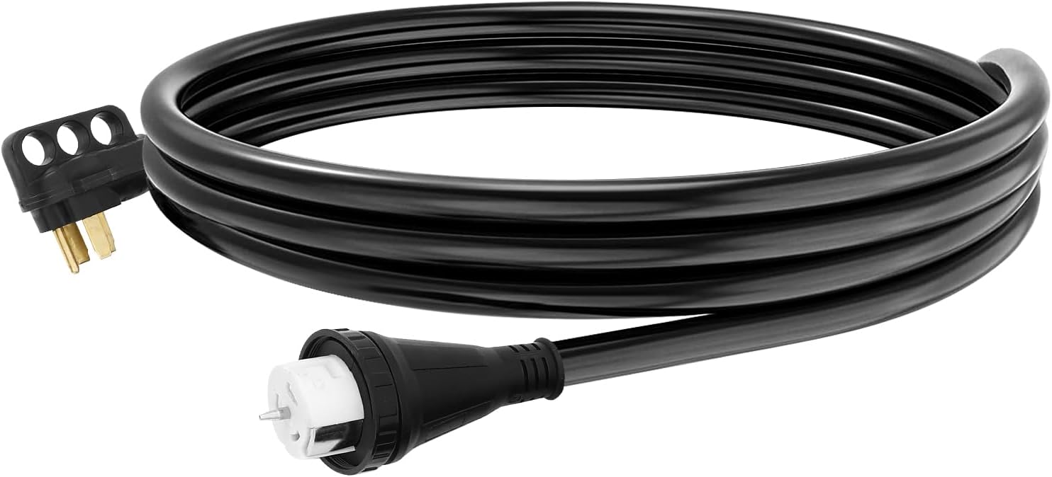 SCITOO Cable de extensión RV de 50 amperios de 10 pies, resistente 10AWG3C AWG con mango de agarre, organizador de cable de bloqueo giratorio,
