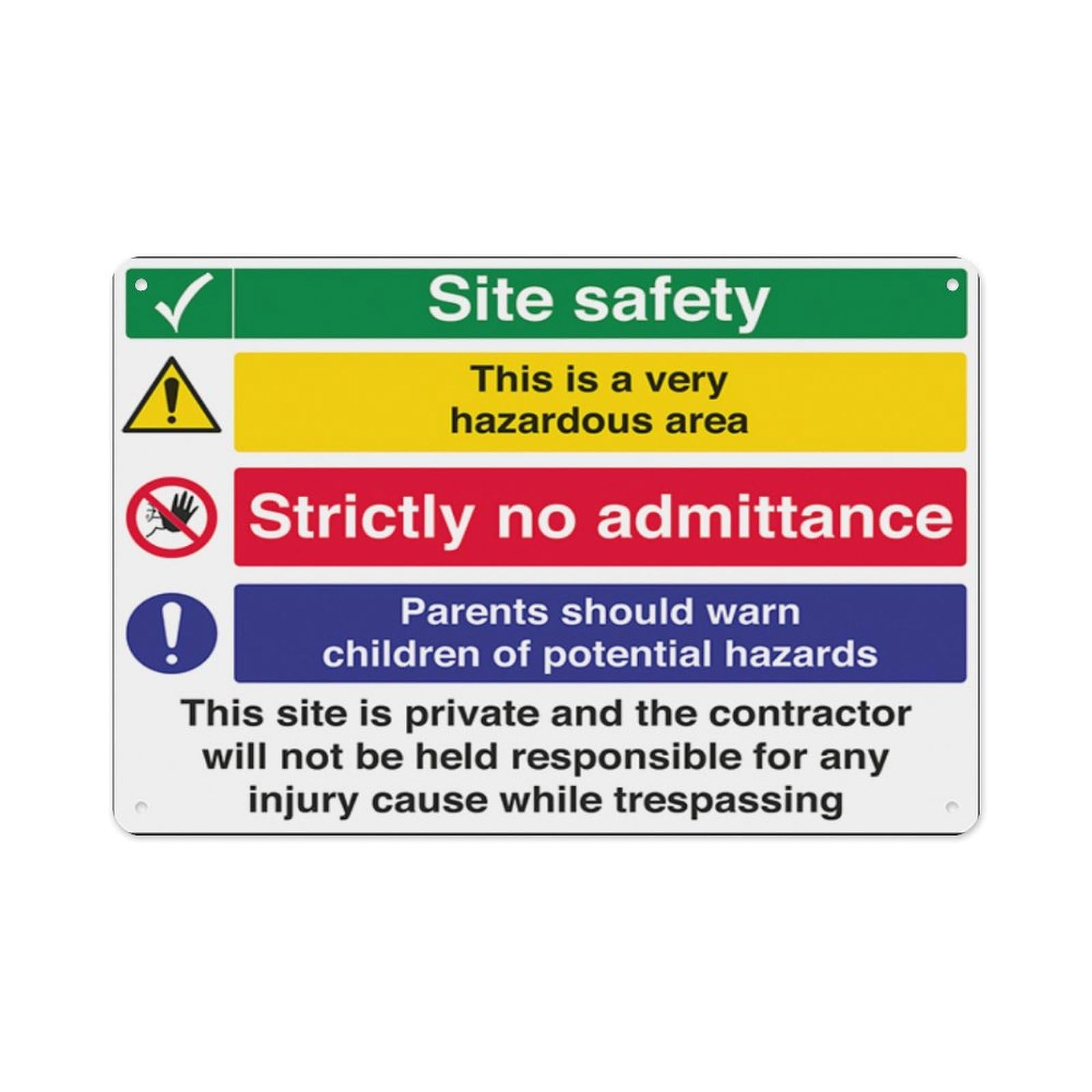 peiyeety Multi Hazard Site Safety Very Hazardous Area Aluminum Tin Warning Signs For Home Outdoor Garden 12X16 Inches